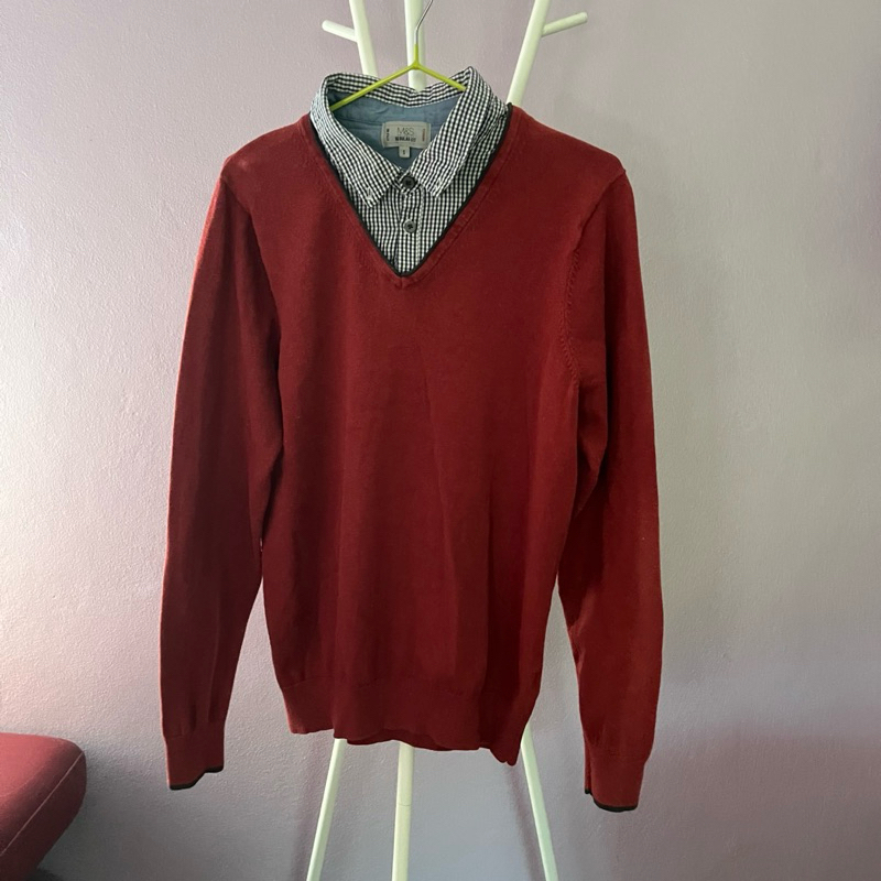 เสื้อ Marks And Spencers แขนยาวสีเลือดหมู