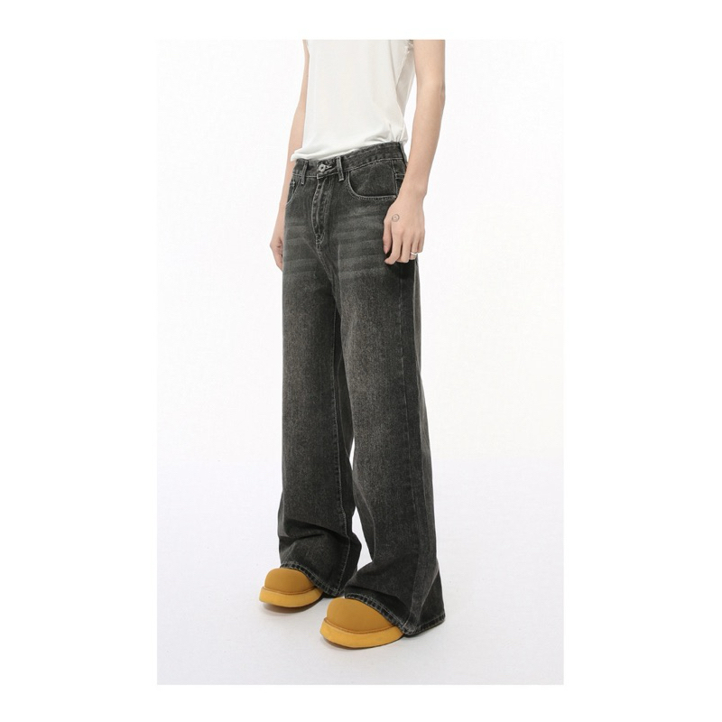baggy jeans (เฟดเทาดำ)