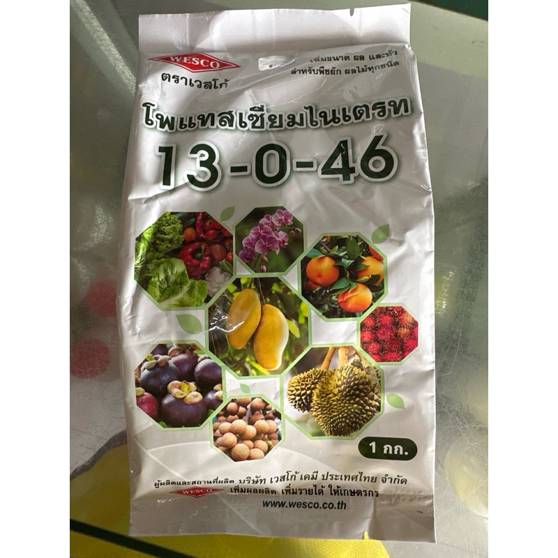 ปุ๋ยเกล็ด 13-0-46 เวสโก้ 1 กิโลกรัม โพแทสเซียมไนเตรท เพิ่มผลผลิต ลมเบ่ง