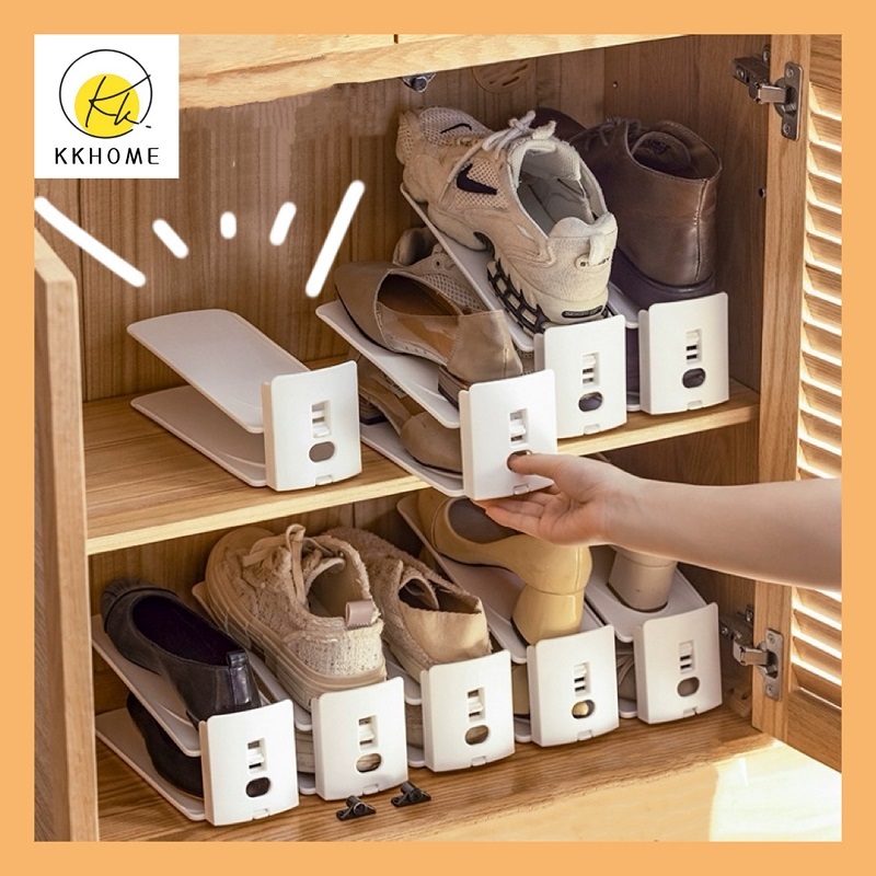 KKHOME มินอมอล กล่องใส่รองเท้า เก็บรองเท้าให้เป็นระเบียบ ปรับระดับได้ ชั้นวางรองเท้า อุปกรณ์เก็บรองเท้า ที่วางรองเท้า