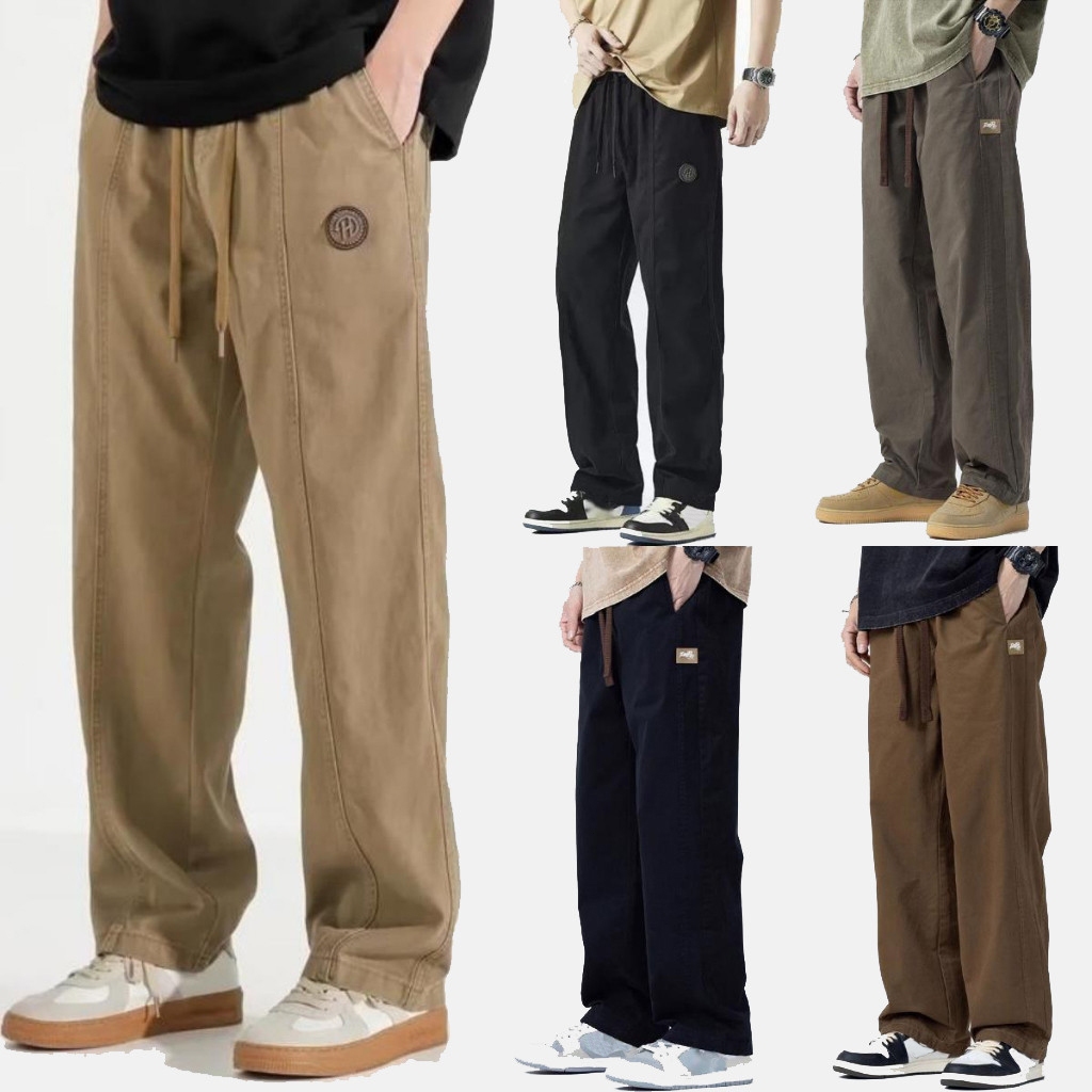 กางเกงขายาวผู้ชาย กางเกงลำลองผู้ชาย กางเกงขายาวผ้าฝ้ายหลวม M-4XL