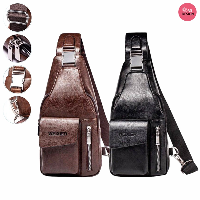 ลดล้างสต็อก กระเป๋าคาดอก หนังpu แฟชั่น ผู้ชาย bag design รุ่น 098