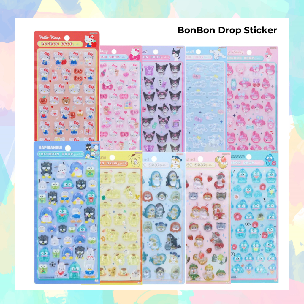 (พร้อมส่งที่ไทย มีลายเยอะ) สติ๊กเกอร์ Bonbondrop Sticker Sanrio / Disney สติกเกอร์นูนซานริโอ้ นำเข้าจากญี่ปุ่น