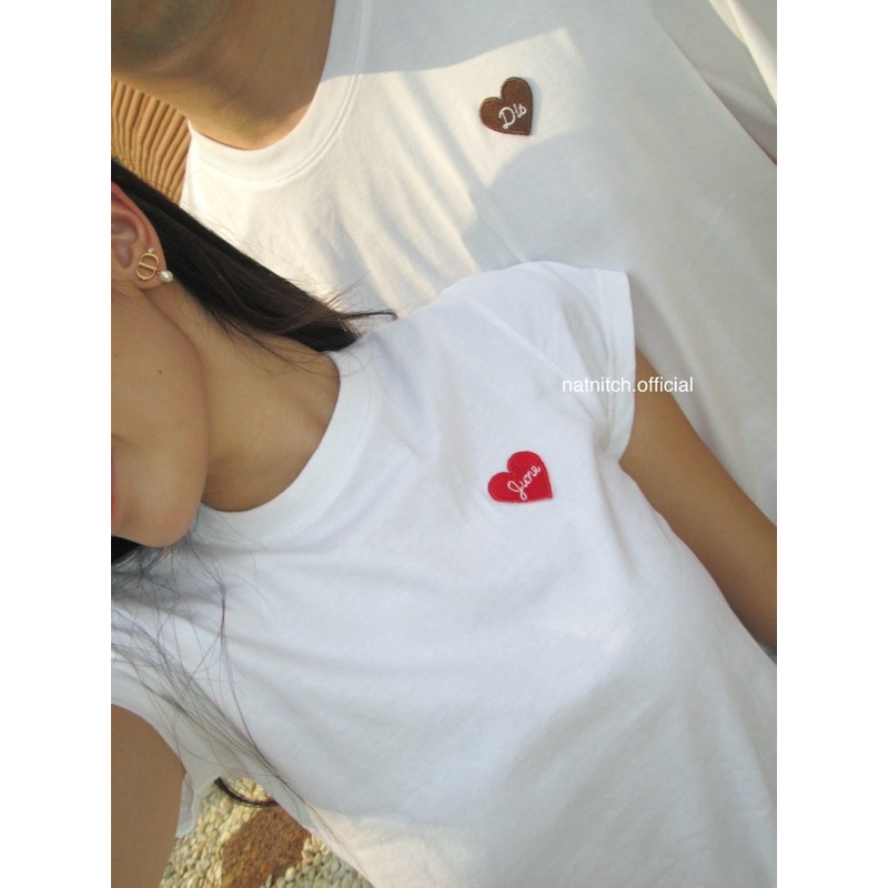 Sweetheart Top | เสื้อยืด เสื้อ baby tee ปักชื่อได้ แจ้งสีหัวใจ/ชื่อใน note หรือแชท (natnitch)