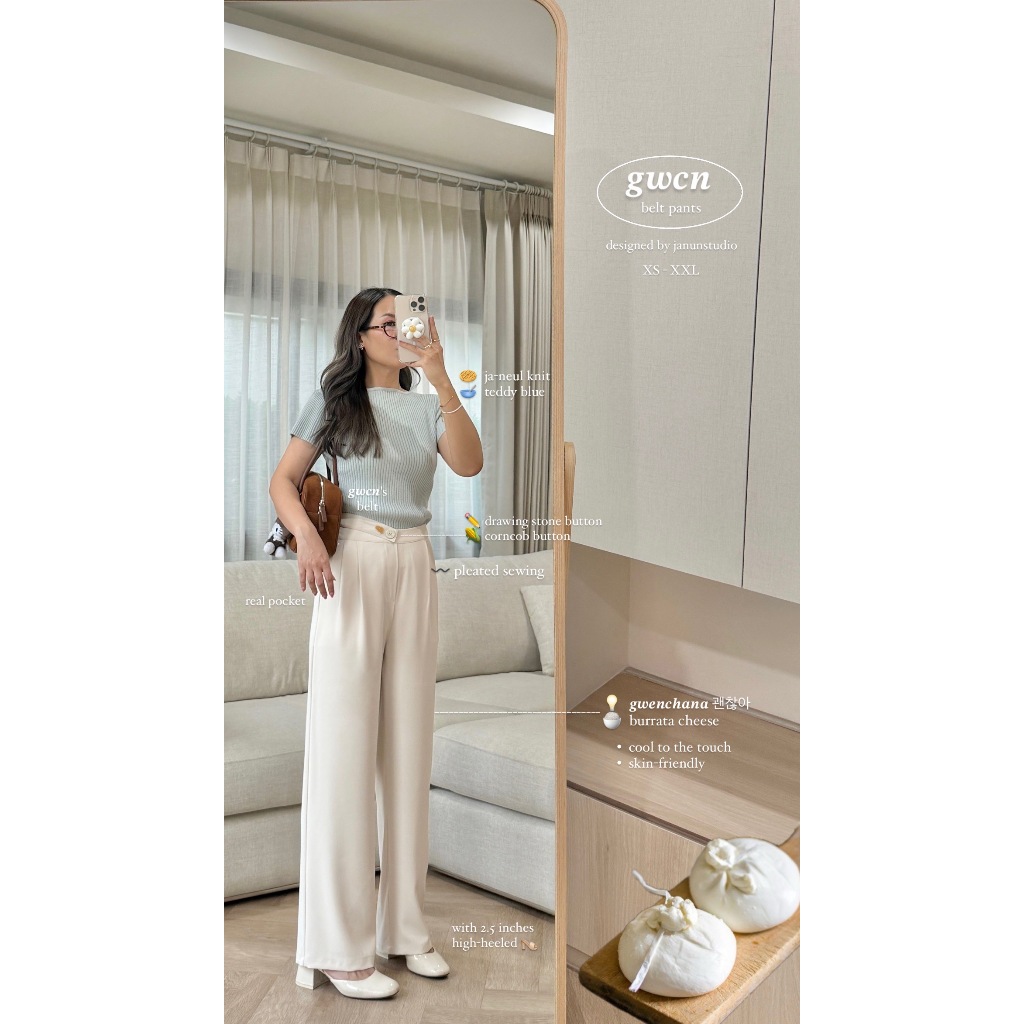 janunstudio • GWENCHANA belt pants 7 สี (กางเกงขายาว เควนชานา) – พรางหุ่น เพรียวสูง ผ้านุ่มเด้ง ผ้าเย็น ไม่ยับง่าย ! ราคา ถูกที่สุด ดีลบีเคเค แกลเลอรีภาพที่ 2