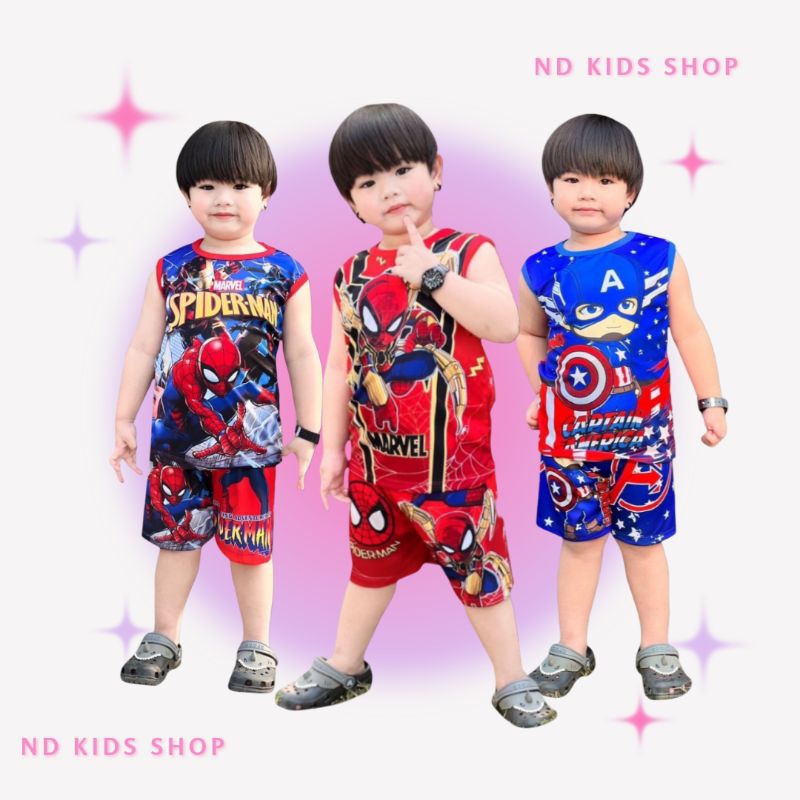 แฟชั่นฤดูร้อน เสื้อกล้ามเด็กผู้ชาย ผ้าไมโครพิมพ์ลายซุปเปอร์ฮีโร่