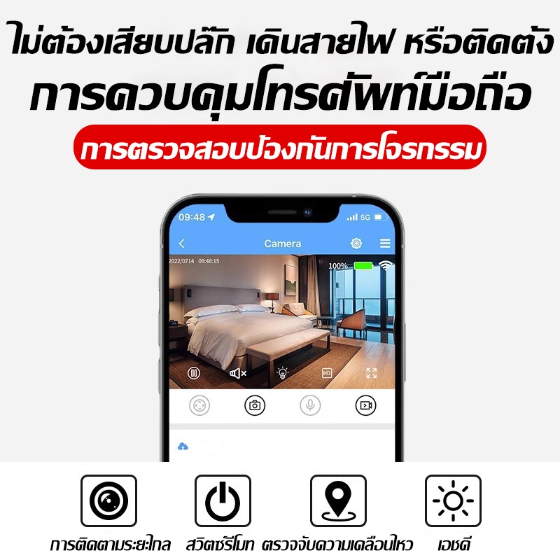 【4K คุณภาพภาพ HD Ultra 】กล้องจิ๋ว เล็กง่ายต่อการวาง กลางคืนชัดเจนมาก กันน้ํา ไวไฟในตัว Camera