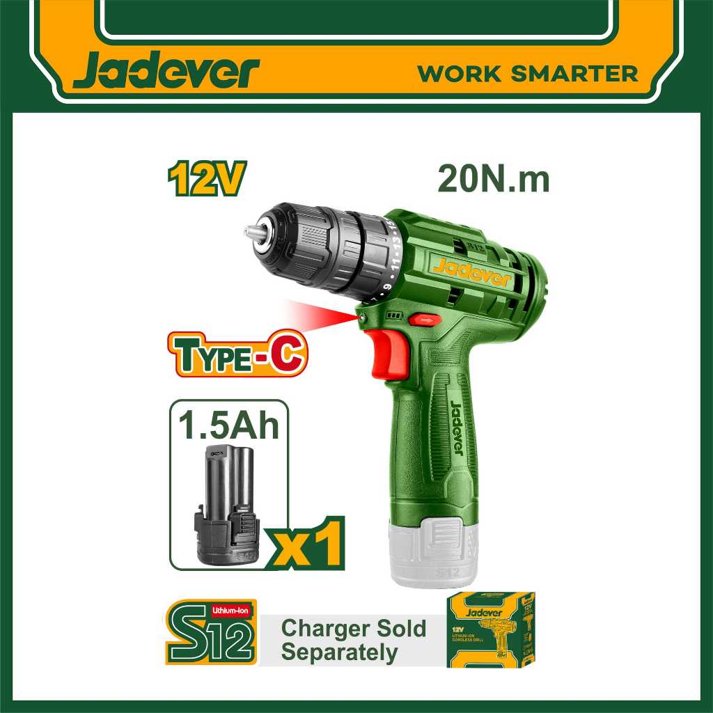 JADEVER สว่านแบตเตอรี่ไร้สาย12V #JDCDS510