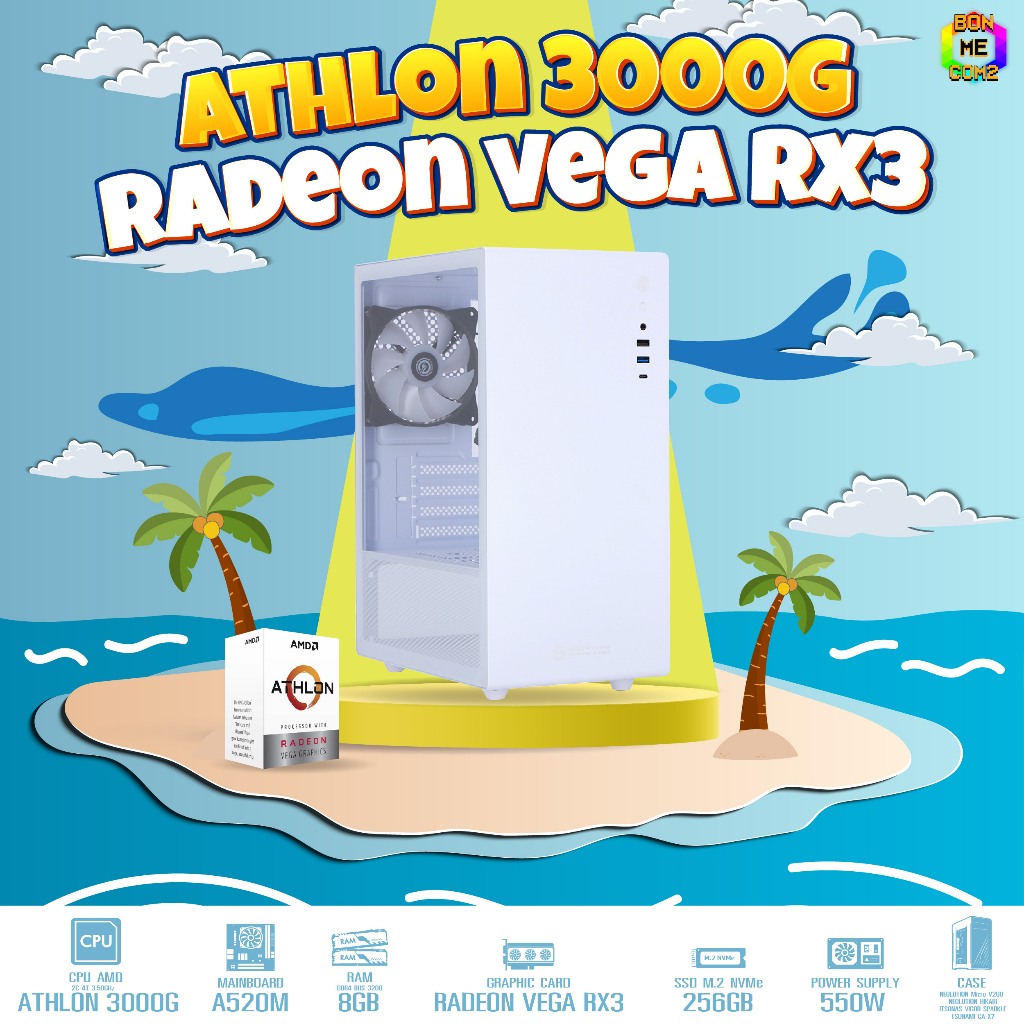 BONMECOM2 คอมประกอบ / CPU Athlon 3000G / RADEON VEGA RX3 / Case เลือกแบบได้ครับ