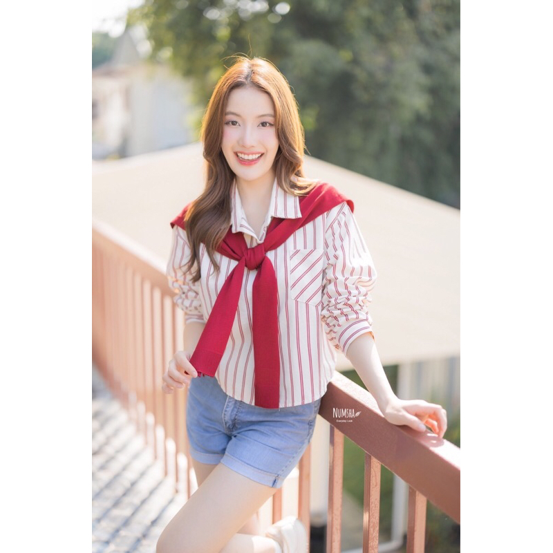 Numsha Brand เสื้อเชิ้ตผ้าพันคอลายใหญ่ / NB24121