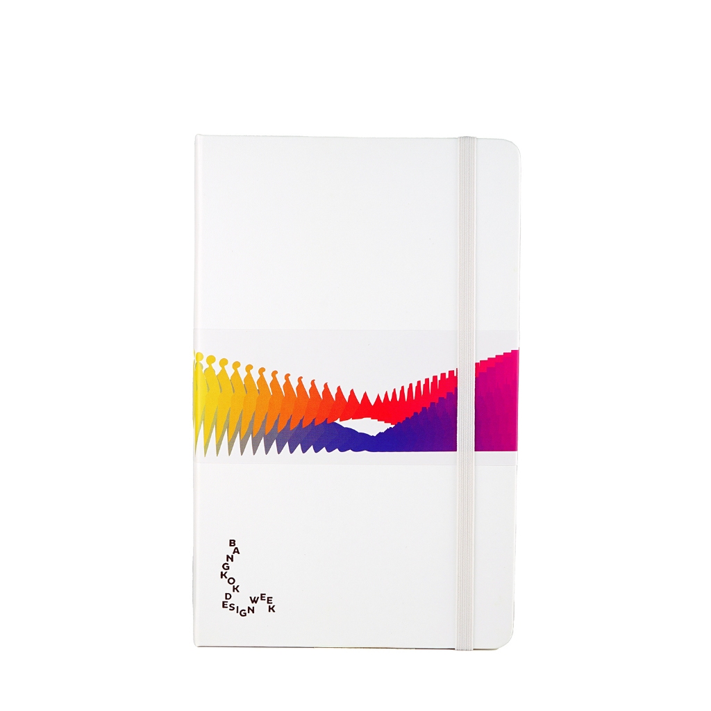 MOLESKINE X BANGKOK DESIGN WEEK สมุดจดบันทึก ปกหนัง PU สีขาว แบบไม่มีเส้น ขนาด LARGE 13x21CM