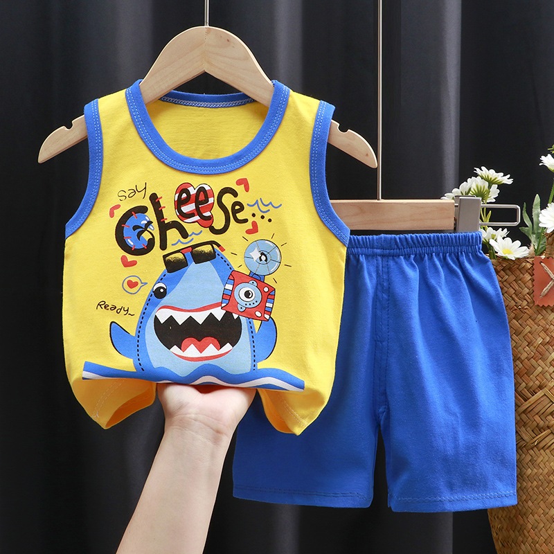 ชุดเด็ก เสื้อกล้าม+กางเกงขาสั้น เสื้อแขนกุด ผ้าฝ้าแท้ cotton Size 80-110 CM #140 - รูปที่ 3