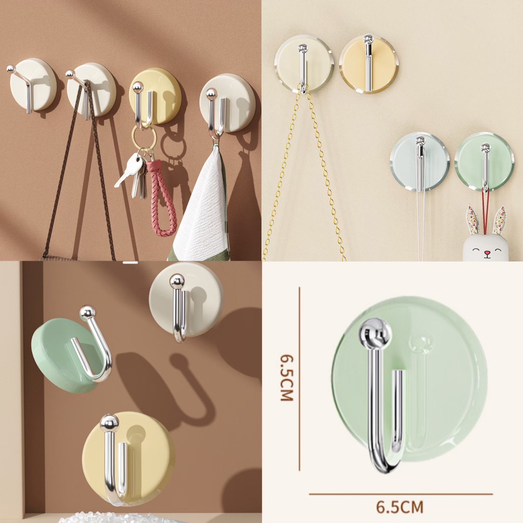 ส่งจากไทย ที่แขวนของ ตะขอ Pastel พาสเทล แขวนน้ำหนักได้ ตะขอน่ารัก ทรงกลม ไม่ต้องเจาะ 32003