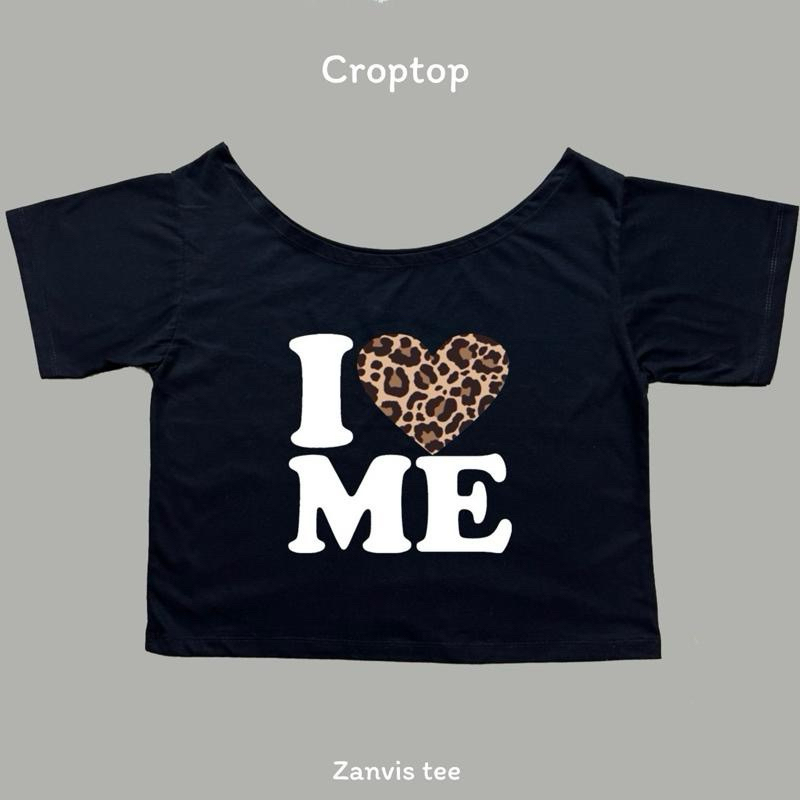 (Zanvis tee)*NEW*เสื้อครอปปาดไหล่  อก 40 อก 44 ยาว 20 สกรีนลายLoveลายเสือ,poolเสือ,ชมพูLove kiss