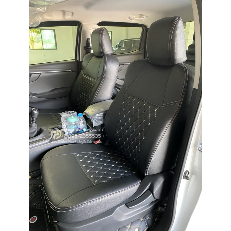 หุ้มเบาะรถยนต์ isuzu D-Max 2020-2026 4Door ลาย5Dสีดำด้ายครีม  หุ้มเบาะรถยนต์พีพีออโต้