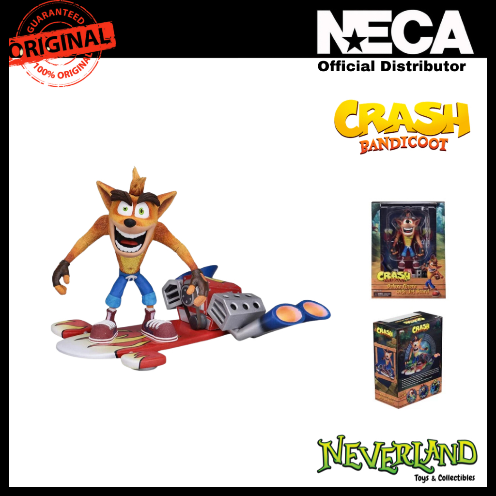 (NECA) Crash Bandicoot - 7" Scale Action Figure - Deluxe Hoverboard Crash