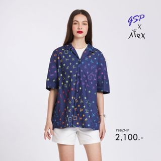 GSP Unisex shirt Alex's font ชุดเที่ยว ทะเล เสื้อ ปกฮาวาย สี…
