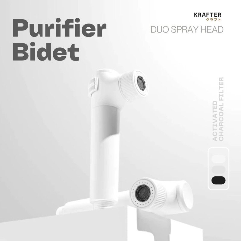 Krafter หัวฉีดชำระกรองน้ำเพื่อสุขภาพ ที่ฉีดชำระชาโคล พร้อมฟังก์ชั่นปรับแรงน้ำ (รับประกันสินค้า 1ปี)