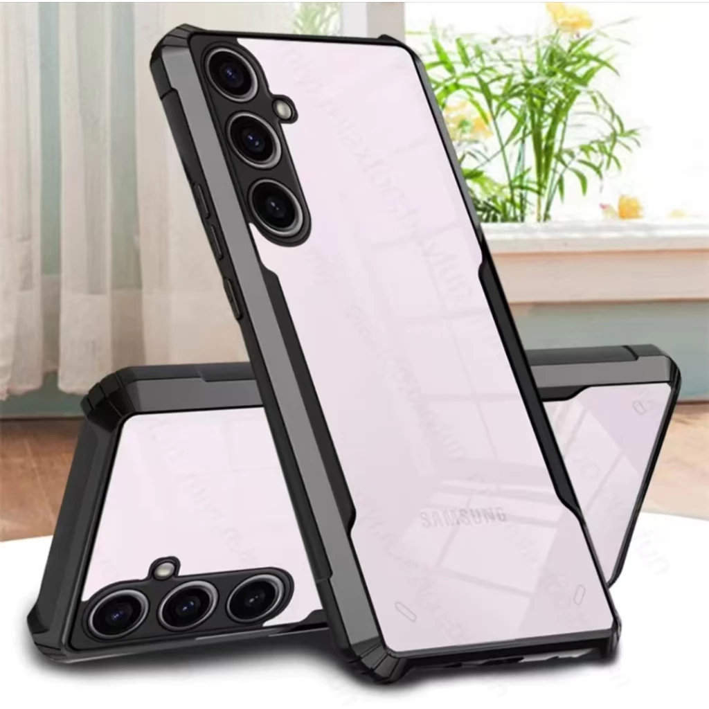 เคสขอบดำ หลังใส HHL สำหรับ For Samsung A37 A57 A07 A17 A06 A16 A15 A05 A05S A26 A36 A56 A25 A35 A55 AS23FE S24FE