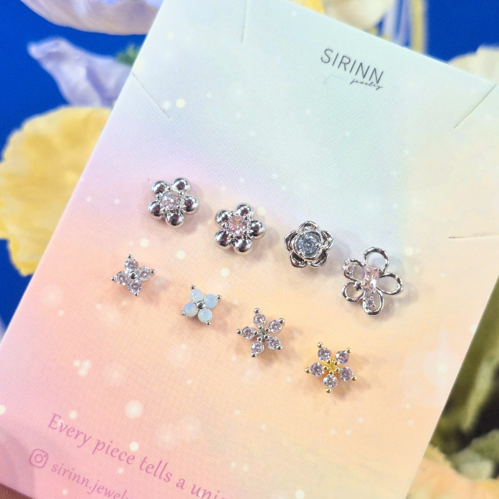 จิวหูดอกไม้ ต่างหูก้าน 316L สแตนเลส ขนาด 0.8 mm (ราคาต่อข้าง)