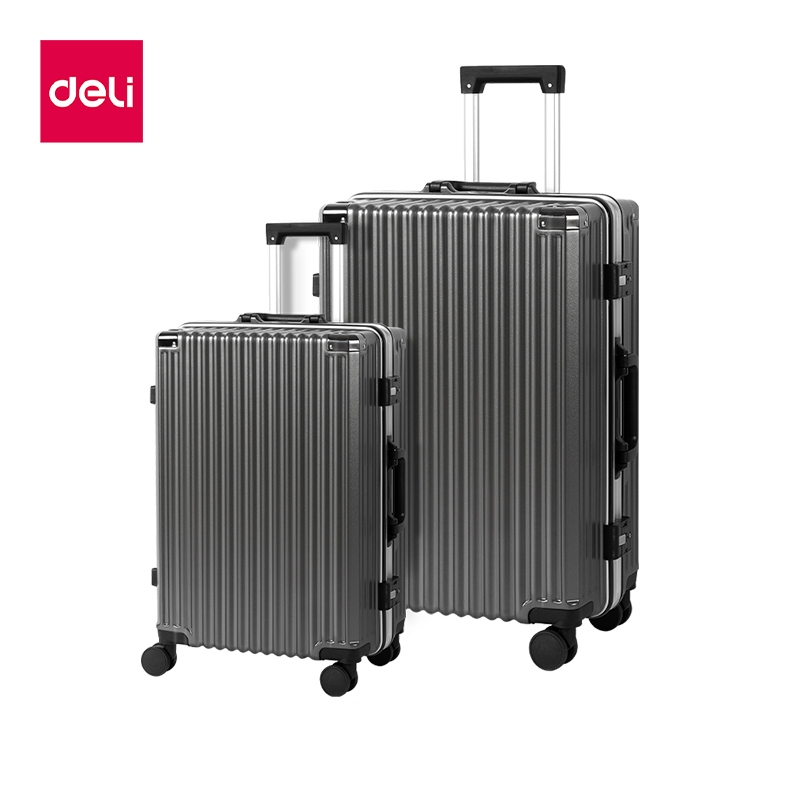 Deli กระเป๋าเดินทาง กระเป๋าลาก ล็อคคู่พิเศษ โฉมใหม่โครงสร้างอลูมิเนียม แข็งแรง รับประกัน1ปี Suitcase
