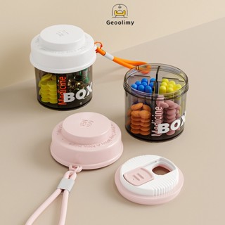 กล่องยาพกพา 4 ช่อง พร้อมสายห้อย 1ชิ้นสีจับคู่มินิแบบพกพากันน…