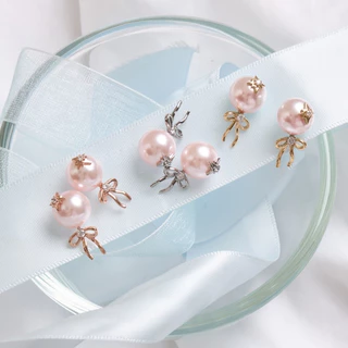 earika.earrings - balloon ribbonie ต่างหูบอลลูนไข่มุก วัสดุสแตนเลส (stainless steel)