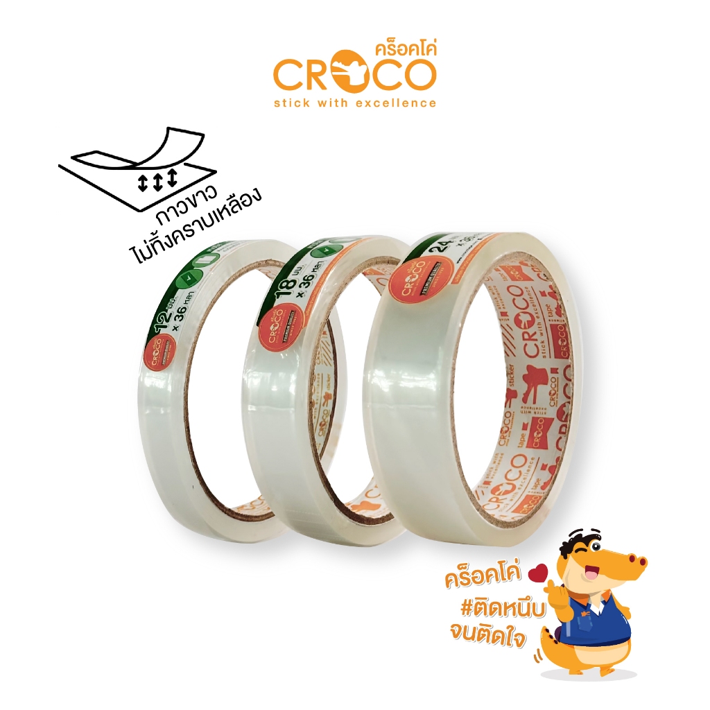 CROCO เทปใส แกน 3นิ้ว 36หลา 1 ม้วน