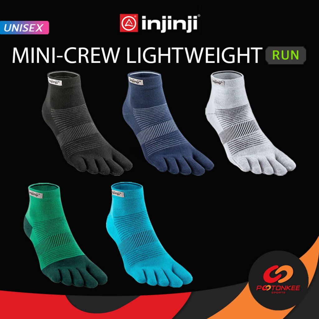 INJINJI MINI CREW LIGHTWEIGHT (UNISEX) ถุงเท้าวิ่ง 5 นิ้ว กันการเสียดสีของนิ้วเท้า แบบบาง เหนือข้อ