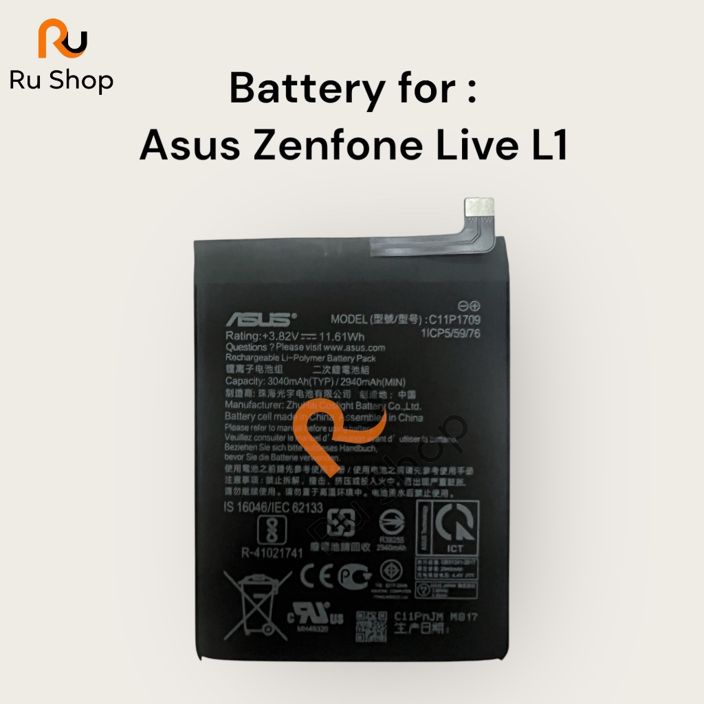 แบตเตอรี่ เดิม Asus Zenfone Live L1 ZA550KL ZA551KL X00RD C11P1709 3040mAh