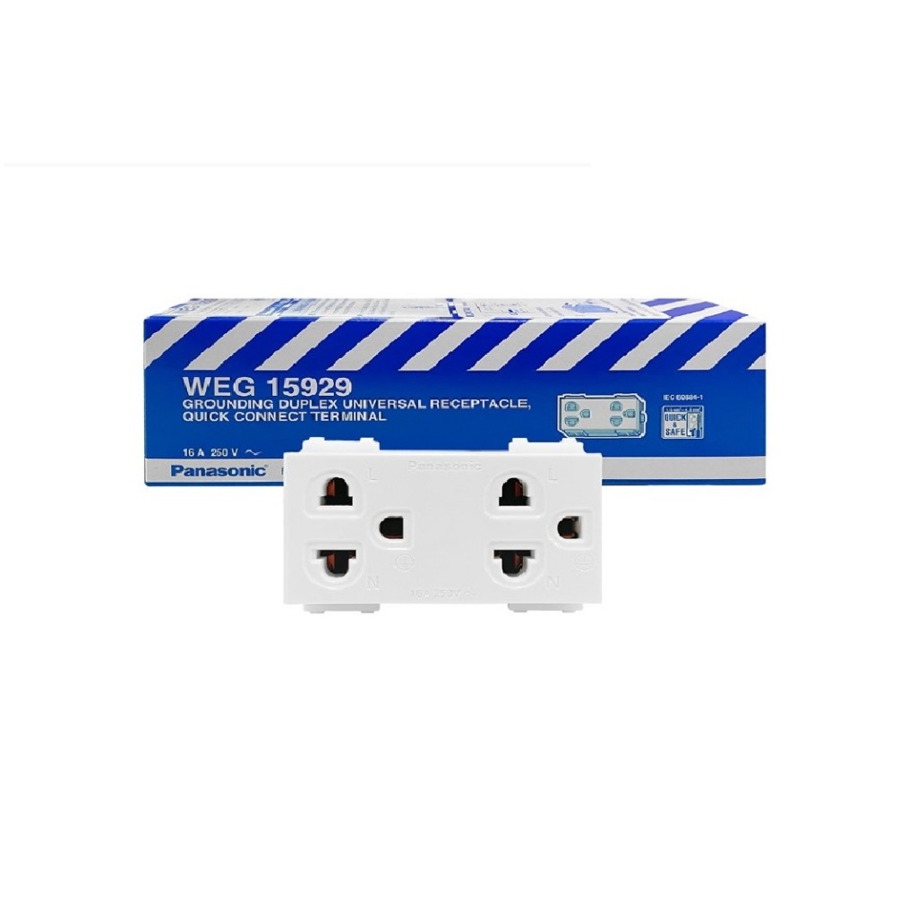 เต้ารับคู่ 3 ขา มีกราวด์ PANASONIC WEG 15929 แท้ 1ชิ้น