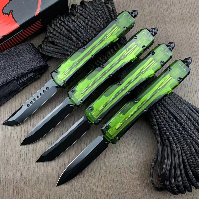 มีดเทคโนโลยี UT85ขนาดเล็ก D2ใบมีดอะลูมินัมอัลลอยที่จับวัสดุ EDC กลางแจ้งตั้งแคมป์