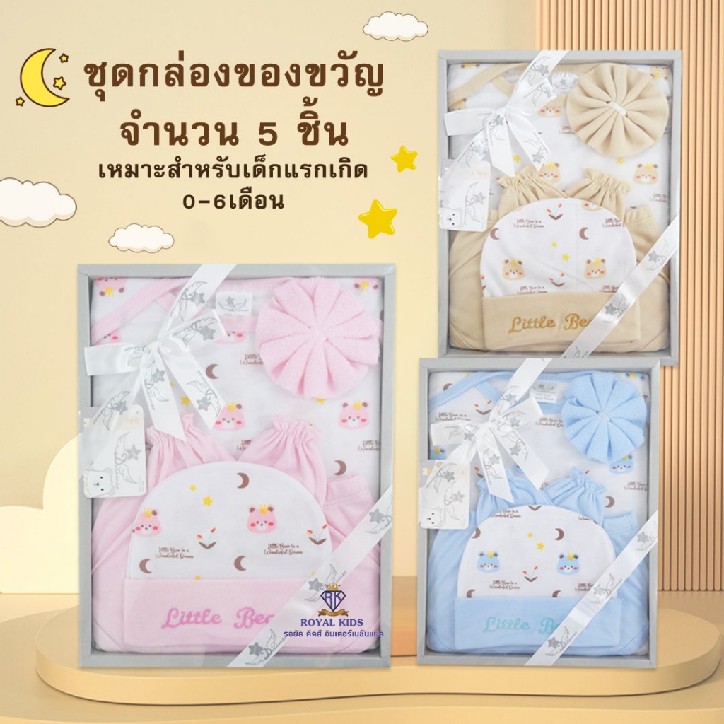 เช็ทของขวัญเด็กอ่อน ชุดเช็ต ชุดกล่องสวยๆ มีทั้งหมด 5 ชิ้น สำหรับเด็กอ่อน เด็กทารก แรกเกิด-6เดือน