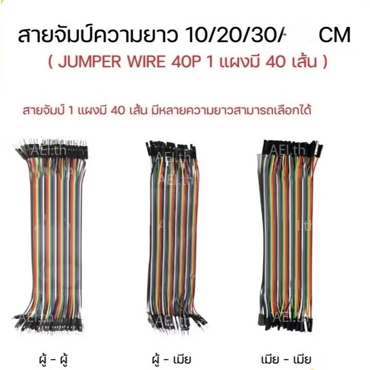 สายจัมป์ JUMPER WIRE 40PIN 10CM. 15CM. 20CM. 30CM. ผู้ - เมีย ผู้ - ผู้ - เมีย - เมีย (สินค้าในไทย ส่งเร็วทันใจ) L288