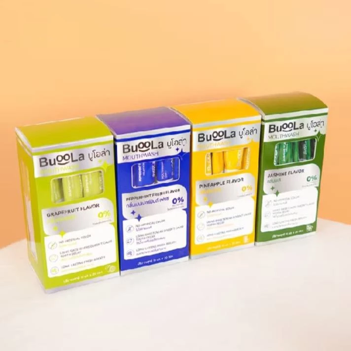 BUOOLA (MOUTHWASH) น้ำยาบ้วนปากกลิ่นผลไม้ แบบซอง ช่วยให้ช่องปากของคุณสะอาดสุขภาพดี สูตร0% แอลกอฮอล์