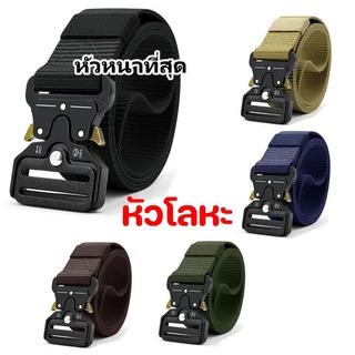 พร้อมส่ง เข็มขัดยุทธวิธี หัวโลหะ ไม่ต้องเจาะรู สายไนล่อน ไม่ลอก สำหรับผู้ชาย แฟชั่น