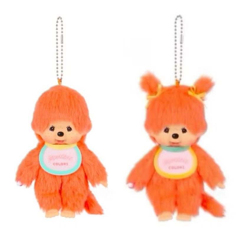 พร้อมส่งในไทย Monchichi พวงกุญแจ ม่อนชิชิ keychain สีส้ม ของแท้จากญี่ปุ่น
