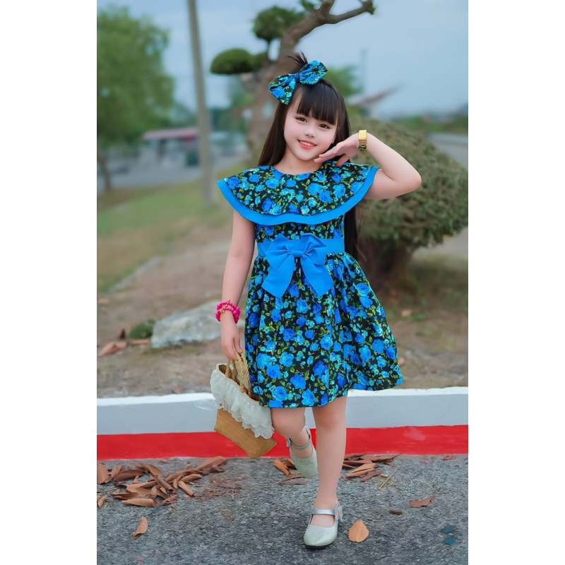 (รหัสAy)ชุดเดรสทองกวาวเด็กผู้หญิง ใส่ทำกิจกรรม ใส่ต้อนรับซัมเมอร์ เที่ยวทะเล น่ารักมาก - รูปที่ 7