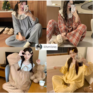 ชุดนอนผ้าฝ้ายลายเมฆเวอร์ชั่นเกาหลี， น่ารักสไตล์เจ้าหญิง， มีใ…