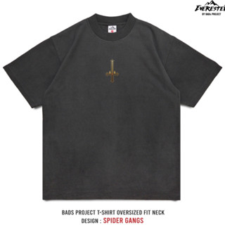 EVERESTER เสื้อยืด ฟอก เฟดเทาดำ Cotton 100% Oversize Spider …