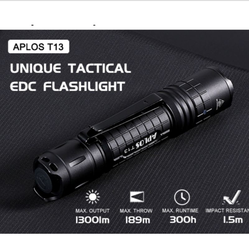 ไฟฉาย Aplos T13 หลอด SST40 โรงงานเดียวกับ Wurkkos ชาร์จ USB-C สวิทช์ท้าย