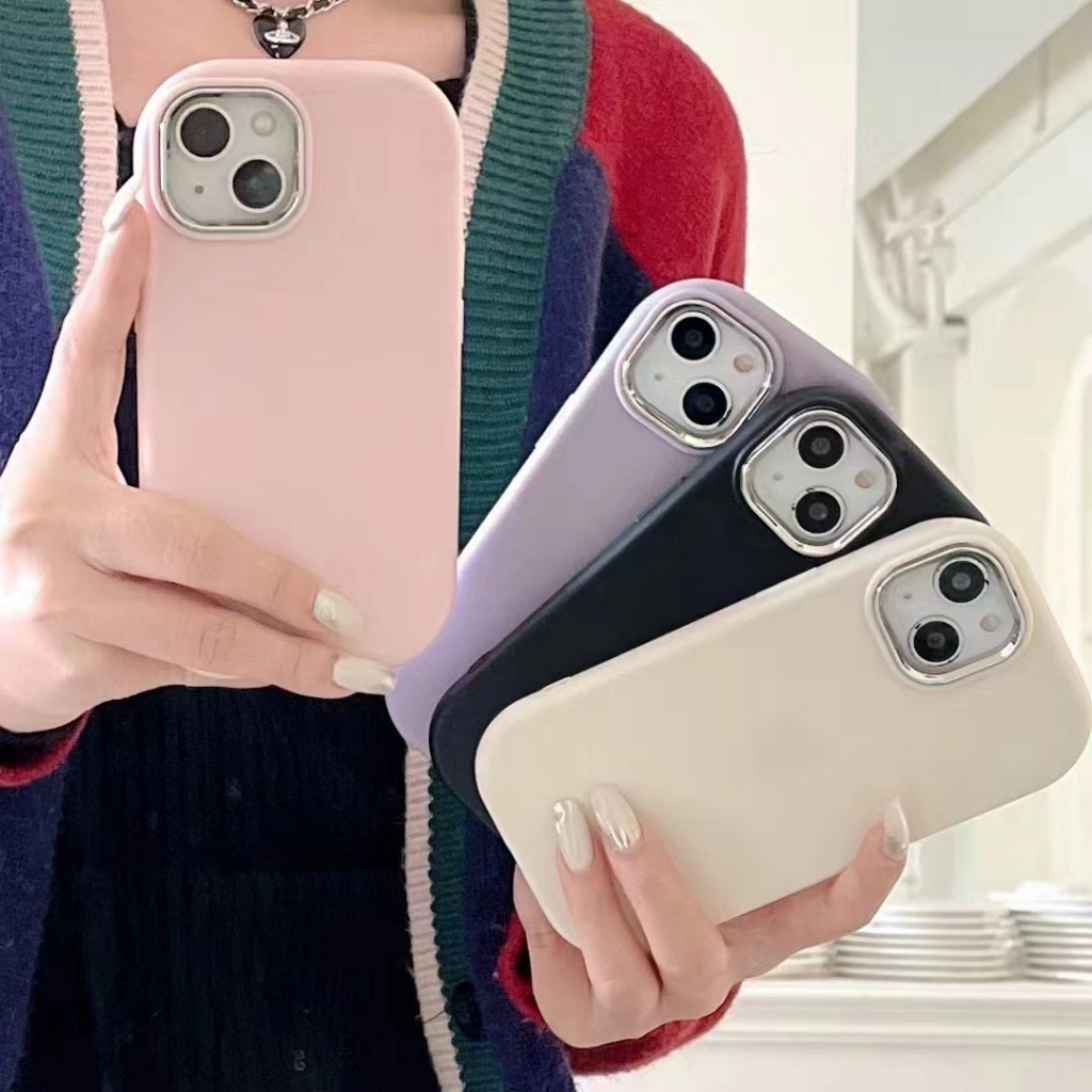 เคส TPU สีพื้น กันกล้อง For iPhone 13 Pro Max 11 12 15 14 16 Pro Max 7 8 Plus X XR XsMax Soft Case มีหลากหลายสีให้เลือก