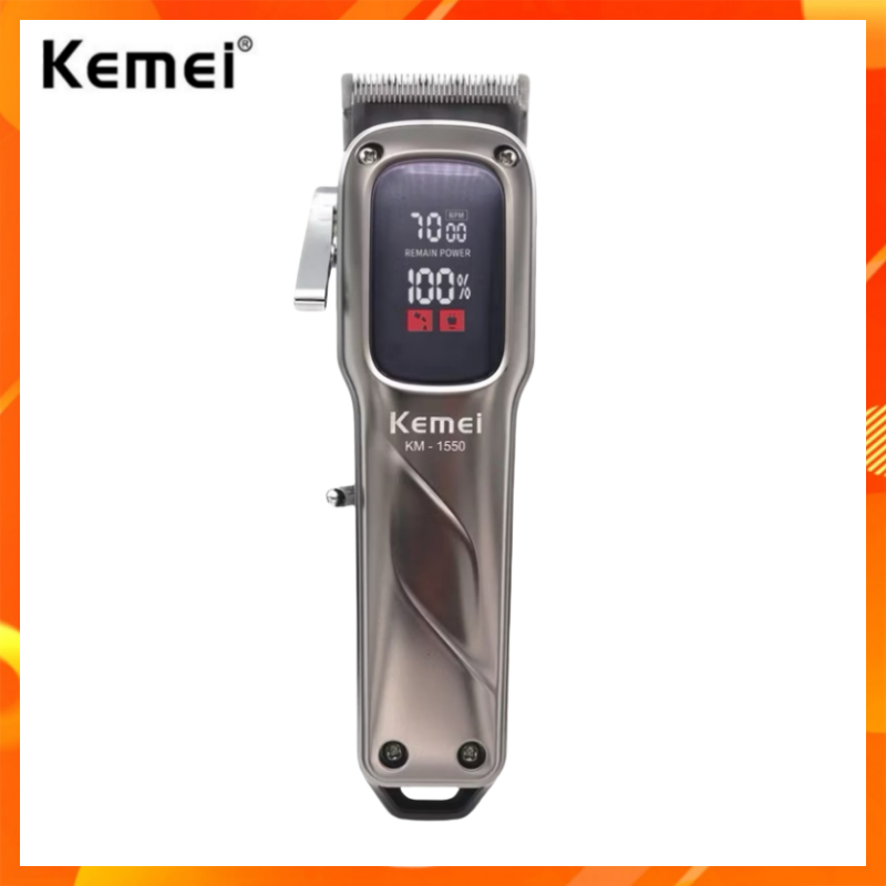 Kemei km1550 ปัตตาเลี่ยนมืออาชีพผมไร้สายสําหรับผู้ชาย - เครื่องตัดเสียงรบกวนต่ําพร้อมจอแสดงผล LED