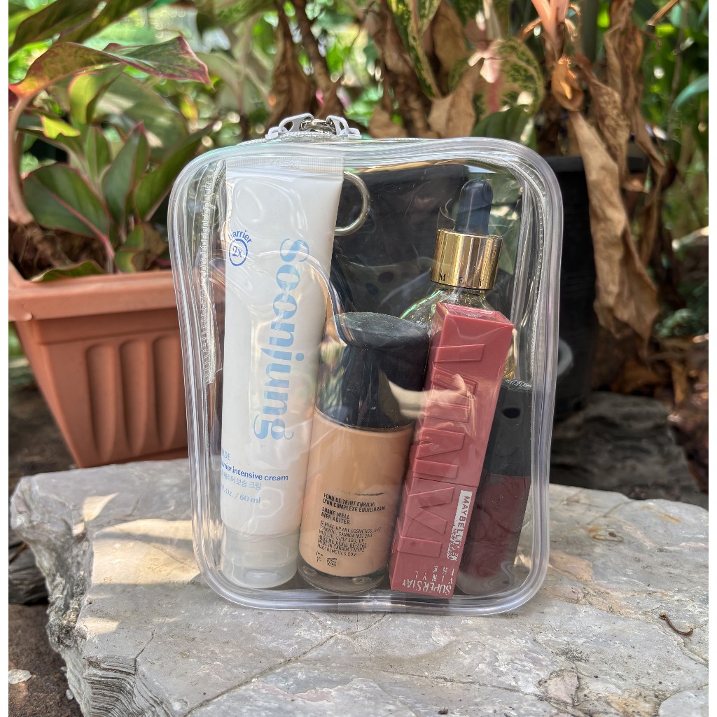 กระเป๋าใสใส่เครื่องสำอาง กระเป๋ากันน้ำ มีตะขอห้อยพกพาได้ กระเป๋าพลาสติก กระเป๋าใส่ของจิปาถะ แบบใสมองเห็นสะดวก - รูปที่ 2