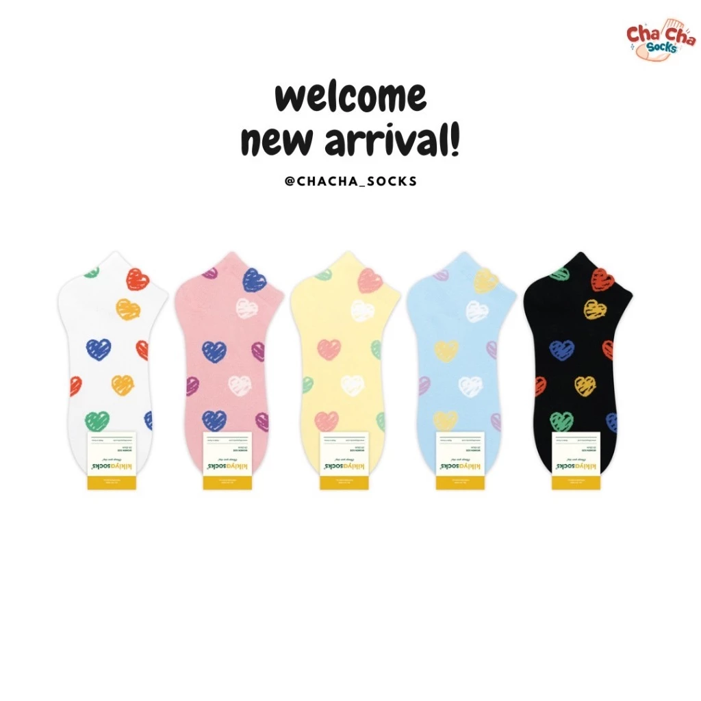 Chacha socks - ถุงเท้าข้อสั้น Heart Beam middle socks แบรนด์ kikiya นำเข้าจากเกาหลี