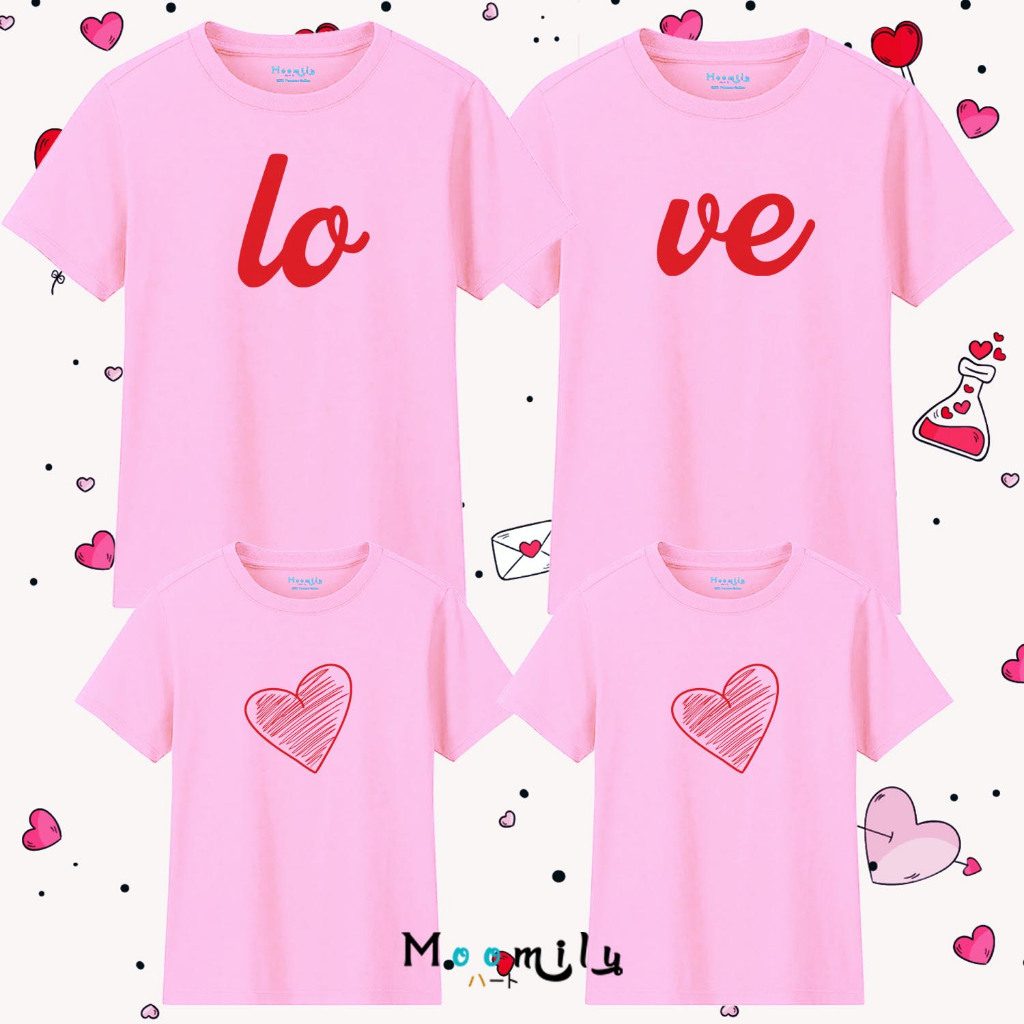 เสื้อครอบครัว เสื้อคู่รัก LoVe สีชมพูอ่อนพาสเทล MMLLOVEPINK