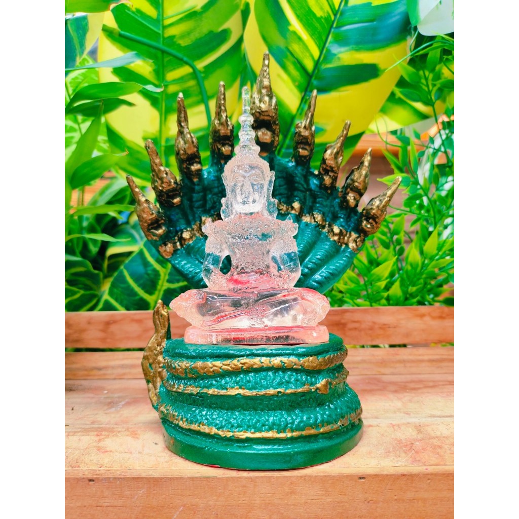 พระนาคปรกแก้วใส ขนาด 3 นิ้ว เนื้อเรซิ่นพรีเมี่ยม ชุดคู่ถอดจากฐานได้