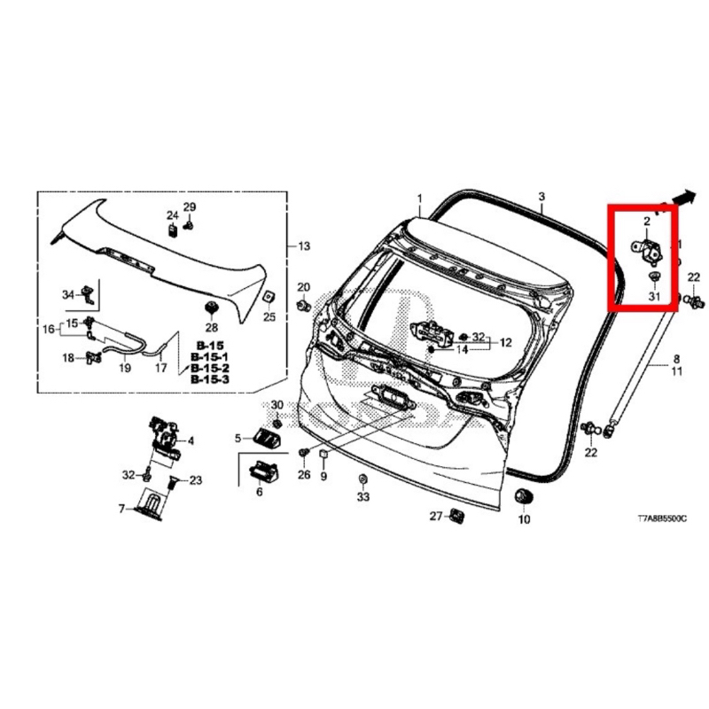 บานพับฝาท้าย HRV 2015 2016 2018 2019 2019