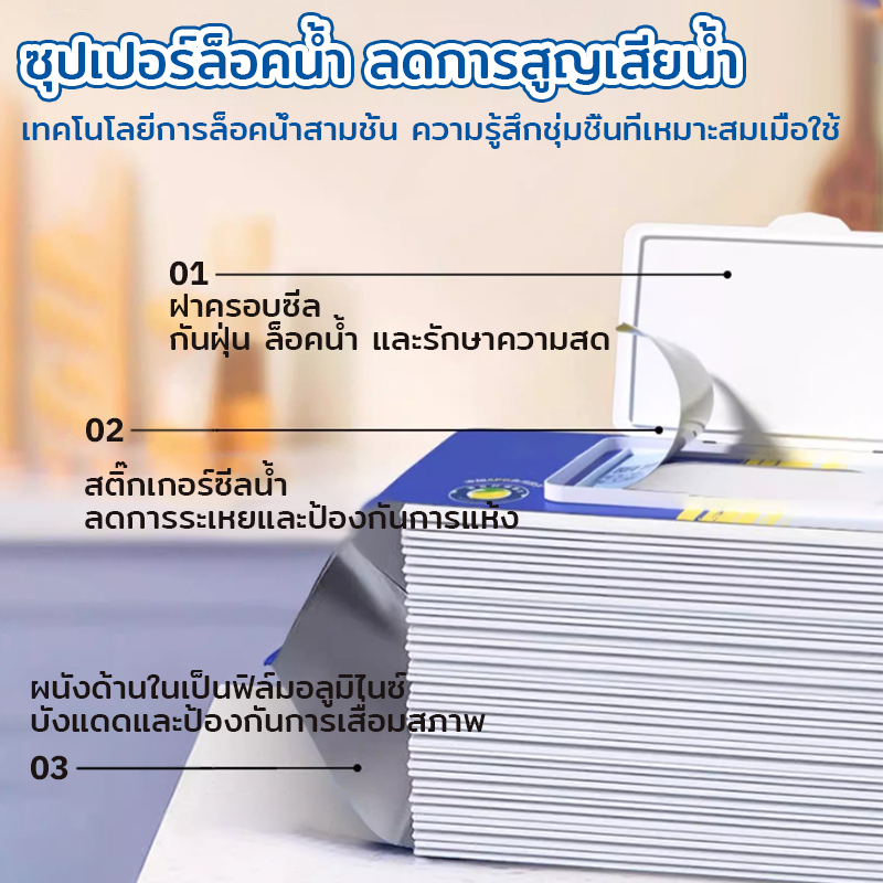 ทิชชู่เปียกห้องครัว สะอาดจริงไม่ทิ้งคราบมัน มีฟองในตัว ฆ่าเชื้อโรค(เต็มกล่อง20 1600แผ่น20x19cm)ราคาต่ำสุดในเครือข่า ราคา ถูกที่สุด ดีลบีเคเค แกลเลอรีภาพที่ 7