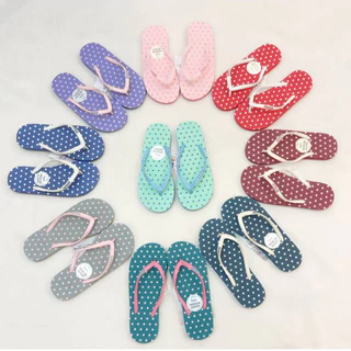 รองเท้าแตะลายจุด Hippo Bloo สีมิ้นท์ตัดชมพูโทนสีสดใส 12 สี รองเท้าอยู่บ้าน sandals ฮิปโป บลู